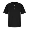 thumbnail image 6 of Viluyesy Boys Short Sleeve T-Shirt, Solid Color Buttons Collar Breathable Dressy School Uniform Tops Black 7T, 6 of 8