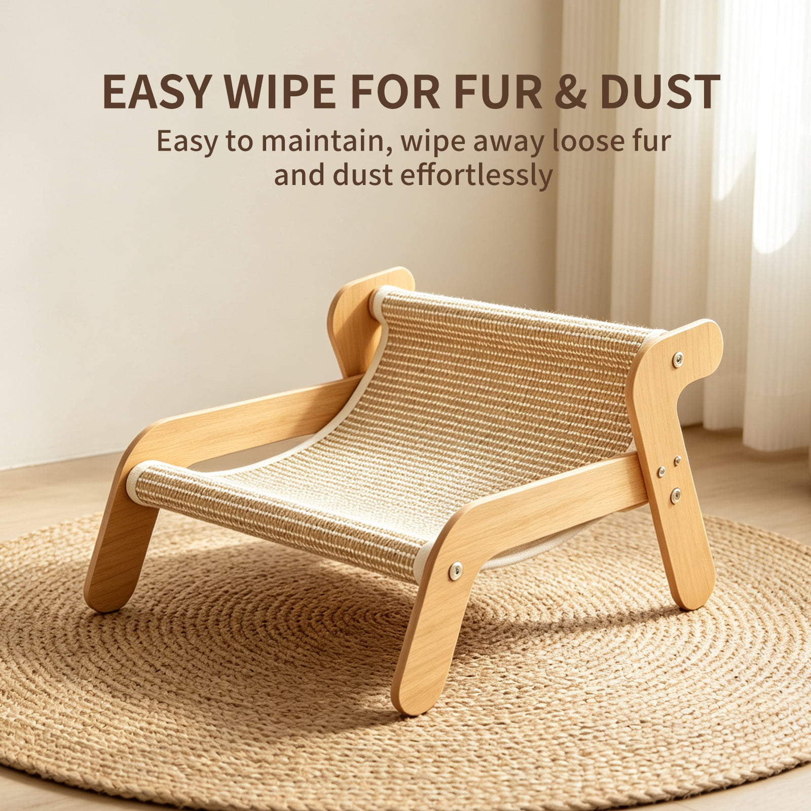Cat Scratch Couch Non‑Slip Bed, Extra Large Sisal Cat Scratcher Lounge Chair, Heavy‑Duty Wood Frame Cat Scratching Pad Furniture Protector for Indoor Large Cats, Pet Supplies