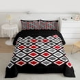 thumbnail image 2 of Castle Fairy Minimalist Checkered Queen Comforter Set,Black Red Grey Bedding Comforter Set, 2 of 8