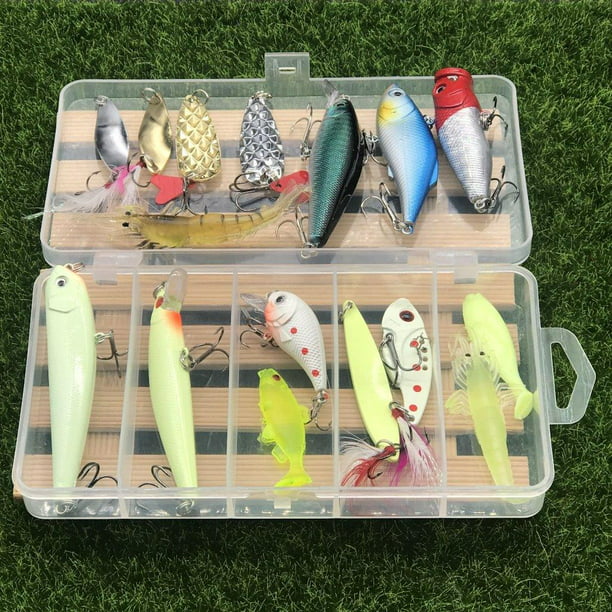 Elegantoss Portable Fun Fishing Lures Baits Kit Set in Tackle Box to catch  Freshwater Trout Bass Salmon in a Plastic Box (17pcs)