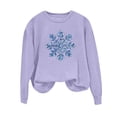 thumbnail image 4 of gbyLJF Women's Snowflake Christmas Sweatshirt Fuzzy Long Sleeve Holiday Tops Festival Travel Fleece Warm Pullover, 4 of 6