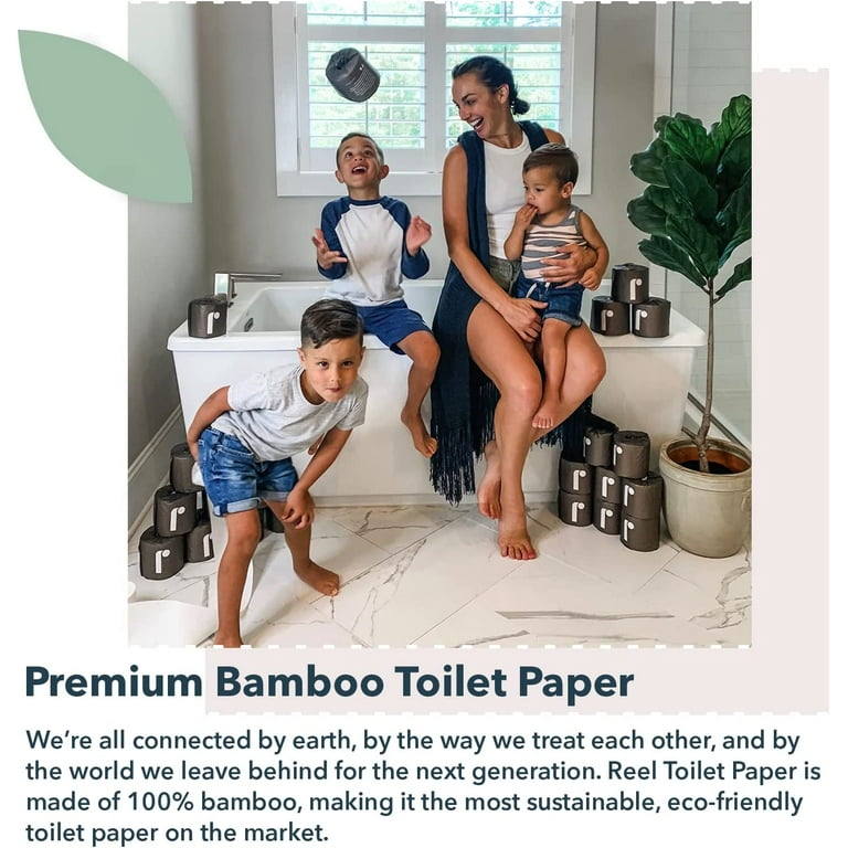 Reel Bamboo Toilet Paper, 3-Ply, Eco-Friendly, 24 Rolls, 300 Sheets Per Roll  