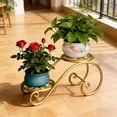 thumbnail image 3 of 2 Tier Plant Stand,Metal Flower Stand Indoor Outdoor,Anti-Rust Iron Plant Shelf,Round Flower Pot Stands for Multiple Plants,Display Rack Potted Plant Holders for Garden Home Decor(Gold), 3 of 3