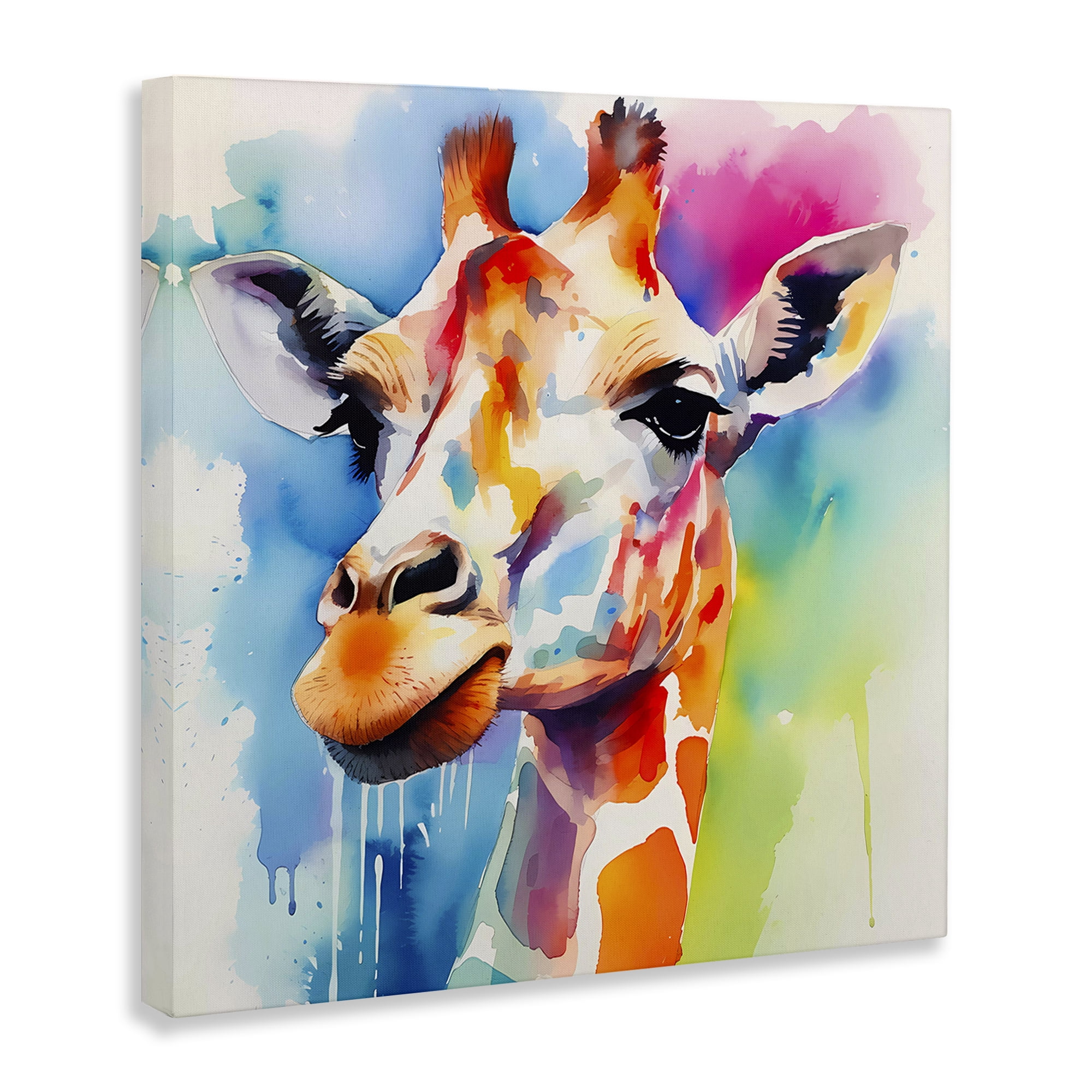 Stupell Industries Modern Paint Giraffe Animals & Insects Painting Gallery Wrapped Canvas Art Print Wall Art, 30 x 30