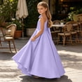 thumbnail image 4 of ITSAME Girls Formal Maxi Dress Bow One Shoulder Waist-Cinching Princess Pageant Wedding Party Ball Gown Purple Size 4T, 4 of 6