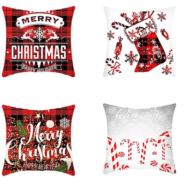 Funda De Almohada De Navidad Con Diferentes Patrones Cómoda Funda De Almohada De Navidad Sofá Funda De Almohada Para Decoración De Sala De Estar 4 Uds Monstrate HA022206-00