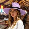 thumbnail image 2 of Womens Western Fedora Hat Wide Brim Cowboy Hat with Feather Accent Suede Style Dress Hat for Western Events Parties and Outfits, 2 of 5