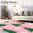 thumbnail image 2 of ODIKA 4'x6' Machine Washable Non-Slip Area Rug, Festive Pine Tree Motif with Accents and Whimsical Snowflake High Traffic Rug with Pad, Pink, 734744, 2 of 8
