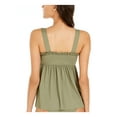 thumbnail image 2 of MICHAEL MICHAEL KORS Women's Green Stretch Fixed Cups Babydoll Sweetheart Ruffled Tankini Swimsuit Top M, 2 of 2