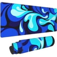 thumbnail image 1 of Camo Cool Liquid Large Gaming Mouse Pad, Abstract Fluid Extended Keyboard Mouse Mat, Long Blue and White Computer Gaming Mousepad for Home Office Work Desk Stitched Eges Non-Slip Base Mouse Pads, 1 of 6