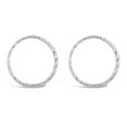 thumbnail image 2 of Italian 14k White Gold Slim Twisted Tube Eternity Circle Hoop Stud Earrings - White, 2 of 4