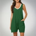 thumbnail image 2 of Diufon Knit Womens Shorts Rompers V Neck Sleeveless Bodysuits Solid Color Playsuits with Pockets, 2 of 7