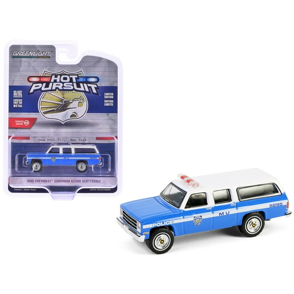 1990 Chevrolet Suburban K2500 Scottsdale "NYPD" Blue with White Top "Hot Pursuit" Series 46 1/64 Diecast Model Car by Greenlight