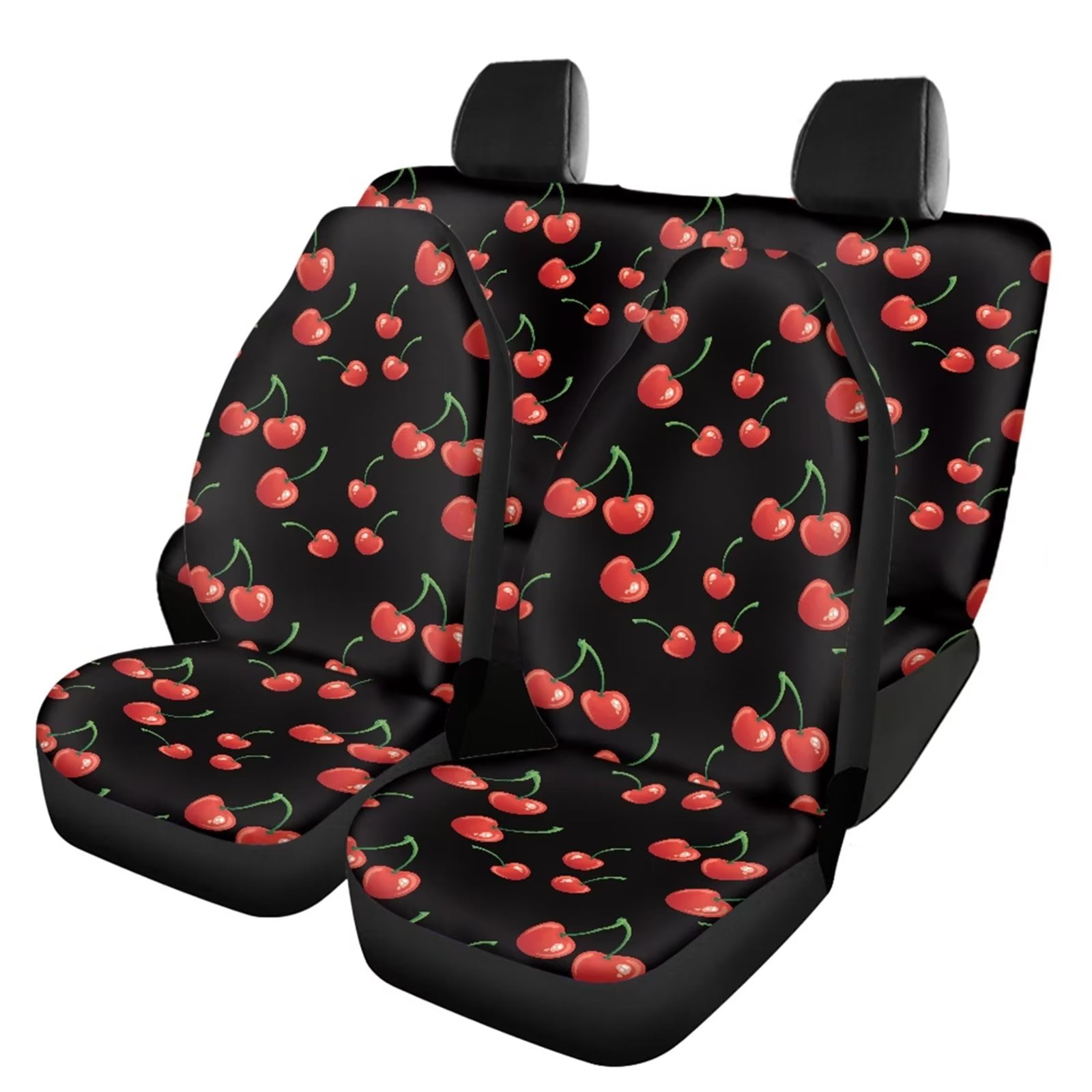 Renewold Red Cherry Printed Car Seat Covers Full Set Easy to Install