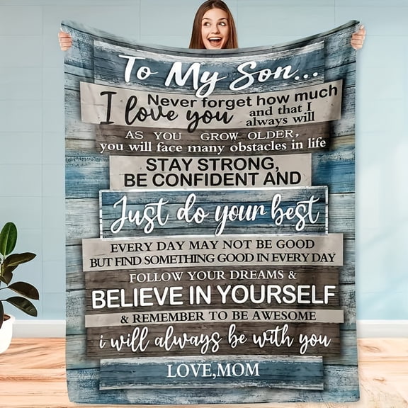Flannel Blanket, To My Son From Mom Blanket, Warm Cozy Soft Throw Blanket For Couch Bed Sofa Christmas Presents, New Year's Presents