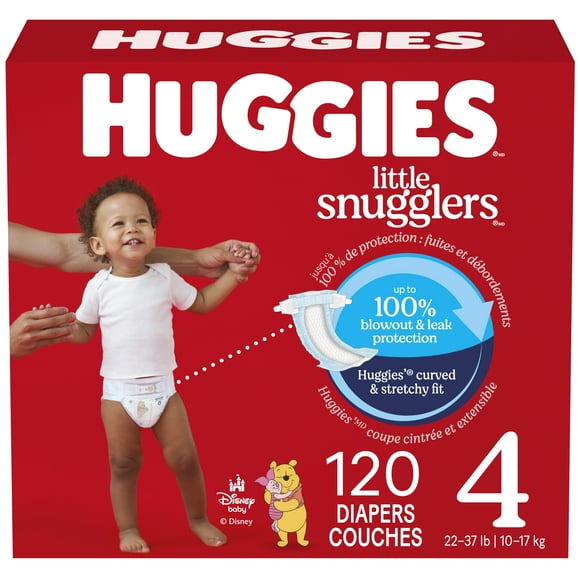 Huggies Little Snugglers Baby Diapers, Size 4 (22-37 lbs), 120 Ct