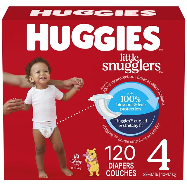 Huggies Little Snugglers Baby Diapers, Size 4 (22-37 lbs), 120 Ct