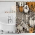thumbnail image 3 of White Orange Pumpkins Fall Shower Curtain, Waterproof Shower Curtains for Bathroom, Thanksgiving Botanical Washable Fabric Bathtub Curtain Set Bath Decor with 12 Hooks Long 72"x84", 3 of 8