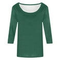 thumbnail image 7 of CUZIBR Women'S Sublimation Casual Shirts 3/4 Sleeve Solid Color Tee Tops Classic Round Neck Loose Fit Oversized Cozy Breathable Pullover Blouse,Dark Green,XL, 7 of 7