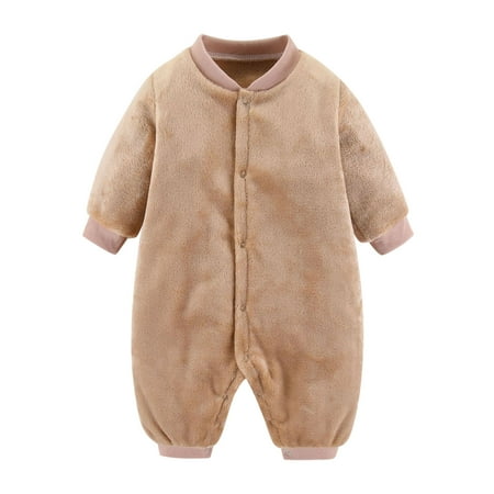 

JDEFEG Baby Boy Rompers 3-6 Months Toddler Baby Boys Girls Cute Cartoon Long Sleeve Polka Dot Solid Fleece Romper Jumpsuit Outfit Clothes Coat Long Romper Baby Polyester Khaki 66