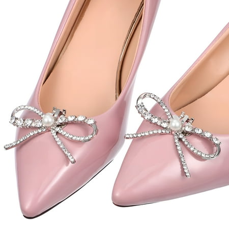 Masteelf 2 Pcs Decorative Heel Decoration Shoe Clip Jewelry Diamond- Bow Bride