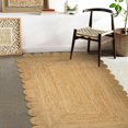 thumbnail image 3 of GRUHUM Scalloped Jute Area Rugs 8x10ft Rectangular Natural Fiber Handwoven Soft Braided Rustic Vintage EcoFriendly Rug- Farmhouse Indoor EcoFriendly Livingroom Bedroom Kitchen Hallways 8x10 Rectangle, 3 of 9