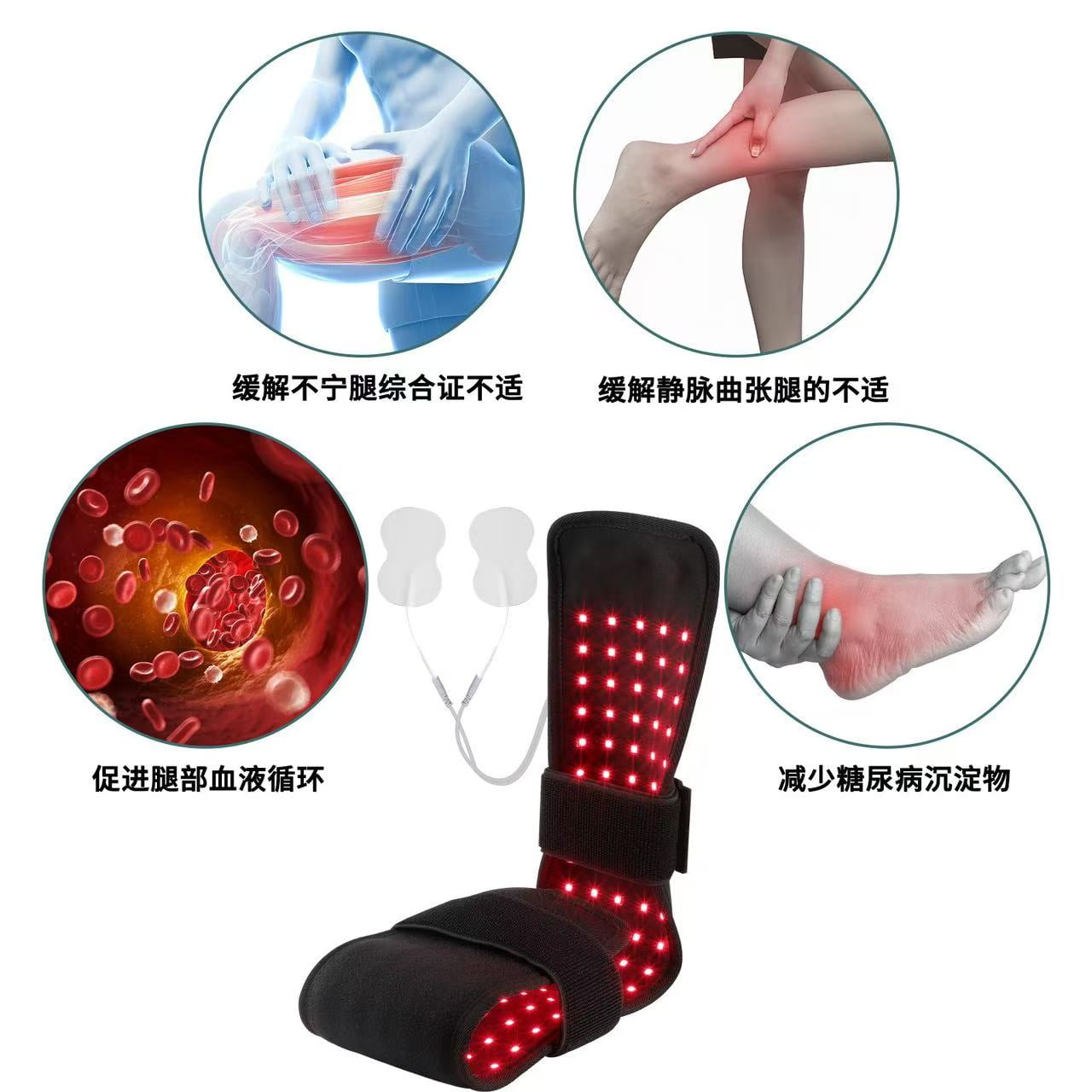 Red Light for Foot & Body, 640nm&660nm&880nm Infrared Light Belt for Foot and Ankle, Light Wavelength&Temp Adjust, 3 Pulse Mode, 10/20/30min Timer