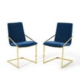 thumbnail image 2 of Modway Pitch Dining Armchair Performance Velvet Set of 2 in Gold Navy, 2 of 7