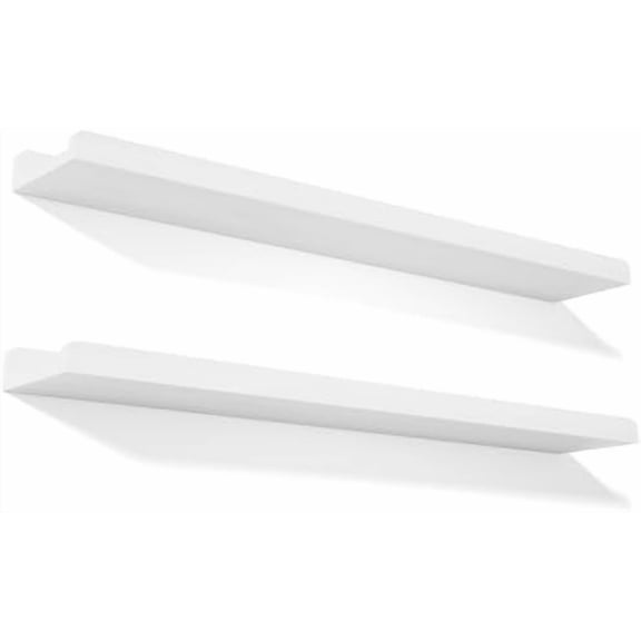 36 Inch Long Floating Shelves Wall Mounted Set of 2, Large Wood Wall Shelves for Storage, Rustic Hanging Shelves for Display,Bedroom Living Room Bathroom Kitchen Office White