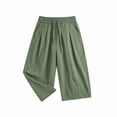 thumbnail image 4 of Aezemi Men Loose Cotton Linen Pants Baggy Wide Leg Ruched Harem Pants Elastic Waist Drawstring Palazzo Summer Beach Vacation Trousers with Pockets XXL, 4 of 6