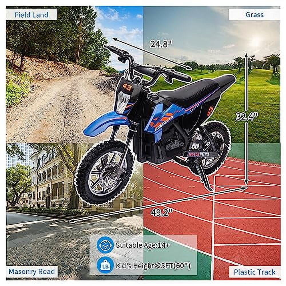 2024 New 36V Kids Ride On Dirt Bike,15.5MPH Fast Speed Electric Battery-Powered Off-Road Motorcycle Max Load 175 Lbs,Led Light,Leather Seat,Disc Brake,Air-Filled Tires