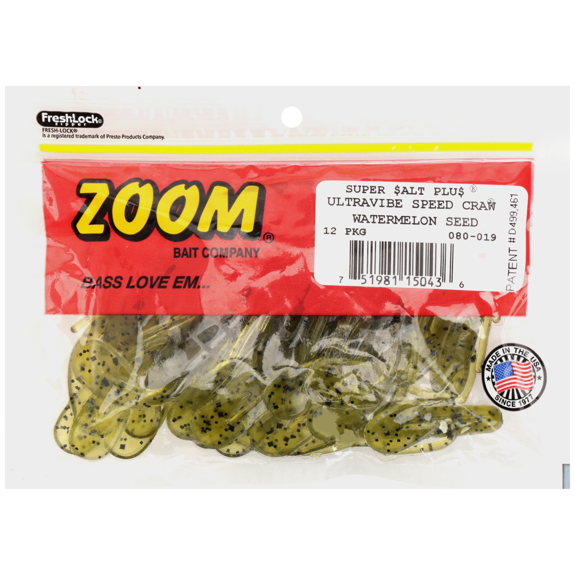 (2 pack) Zoom U-V Speed Craw 3.5'' Watermelon Seed 12pk