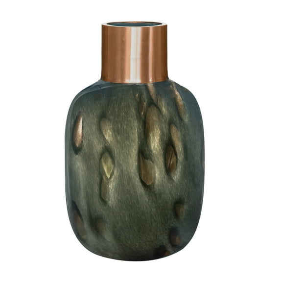 A&B Home Kata Glass Vase - 10"Dia. x 17.5"H - Blue/Copper