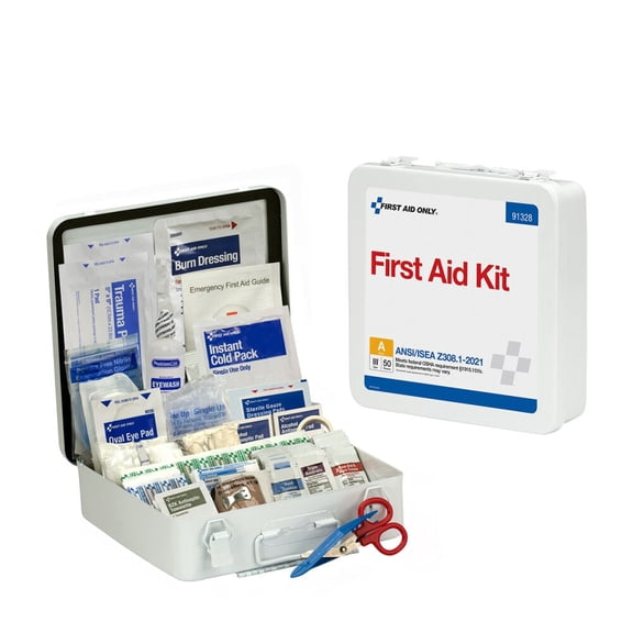 First Aid Only 50 Person Metal Case Ansi Portable First Aid Kit