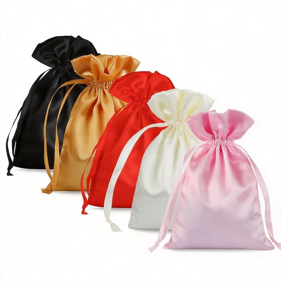30-Pack Satin Drawstring Gift Bags, 5x7 Inch Multicolored Silk-Like Jewelry Pouches for Wedding Favors, Party Treats, and Small Gifts