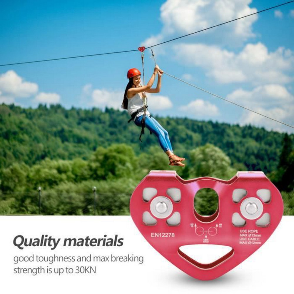 Climbing Pulley Double Pulley Zipline Line Rescue Cable Trolley Outdoor