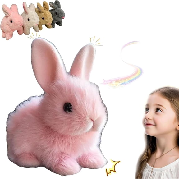 Guvpev Bunby - My Realistic Bunny Toys, Bunny Plush with Wiggles Ears & Twitch Nose, Soft Lifelike Interactive Pet Bunny Stuffed Animal, That Moves, Hops, Interactive Toys for Kids & Bunny Lovers