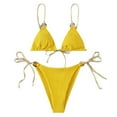 thumbnail image 3 of 2 Pcs/Set Summer Bikini Set Solid Color Spaghetti Strap Hoop Classic Women Swimsuit for Water Sports, 3 of 4