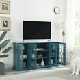 thumbnail image 2 of Hassch 63 Inch TV Stand, Wooden Media Console Cabinet w/ Adjustable Storage Shelves & 4 Glass Doors, Entertainment Center for Living Room Bedroom, Teal, 2 of 8