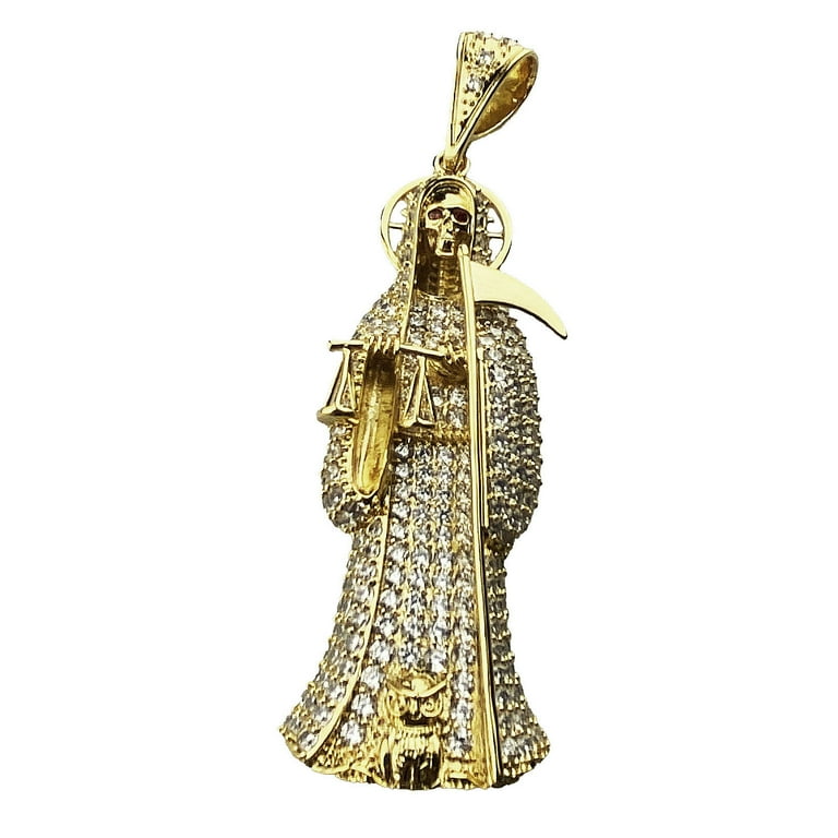 Santa muerte 14k gold pendant sale