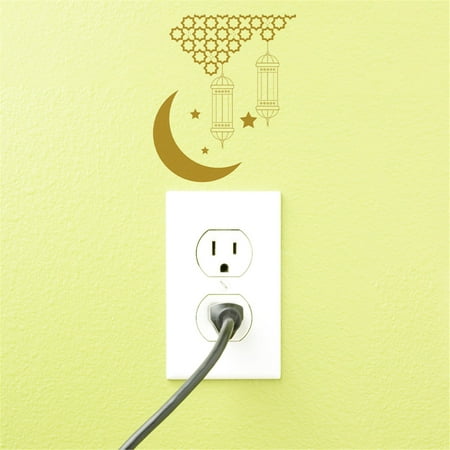 

2PC Home Decor Ramadan Festival Lights Switch Stickers Silhouette Wall Plug Socket Holiday Room Decorations Bedroom Paper Sticker