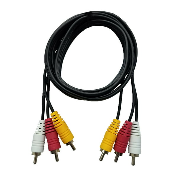 SatelliteSale 3-Male a 3-Male Video RCA AUDIO AV CABLE CABLE PVC Cordón negro (6 pies) SatelliteSale Cable compuesto RCA