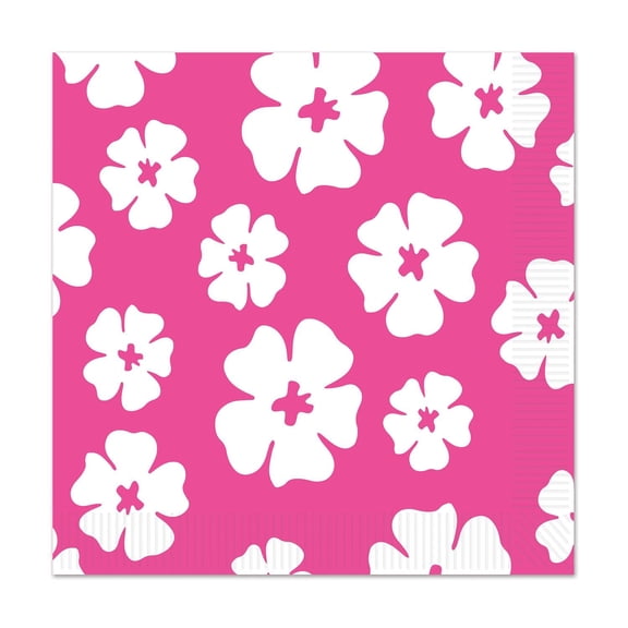 192 Pack Bulk Luau Party Hibiscus Beverage Napkins
