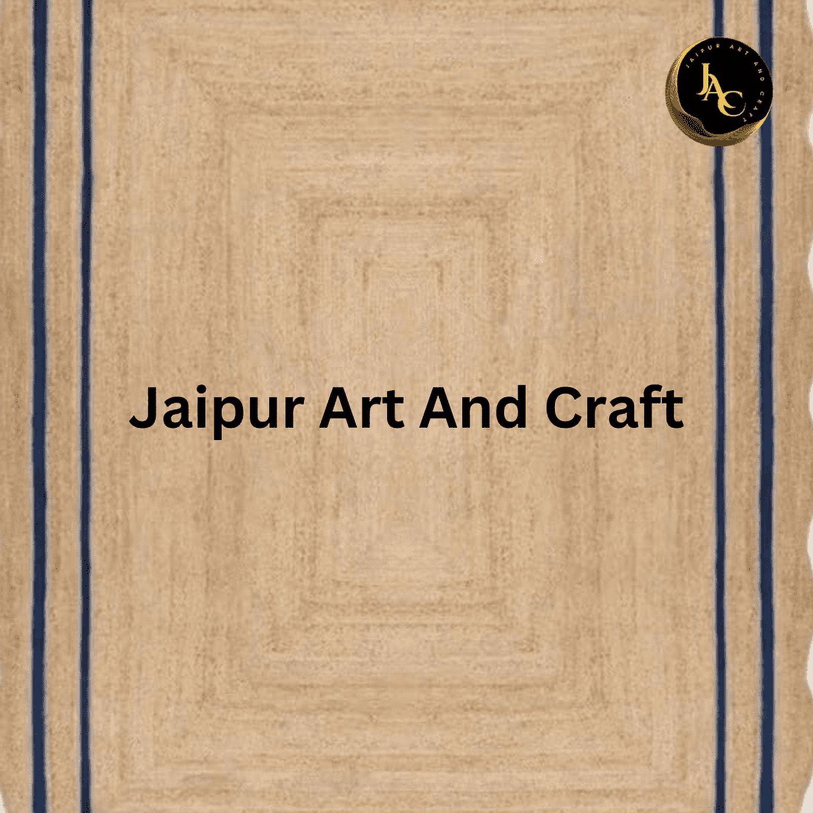 Jaipur Art And Craft Rectangle Reversible Bohemian Scallop Blue, Brown Jute Area Rug (4x6 Sq ft)