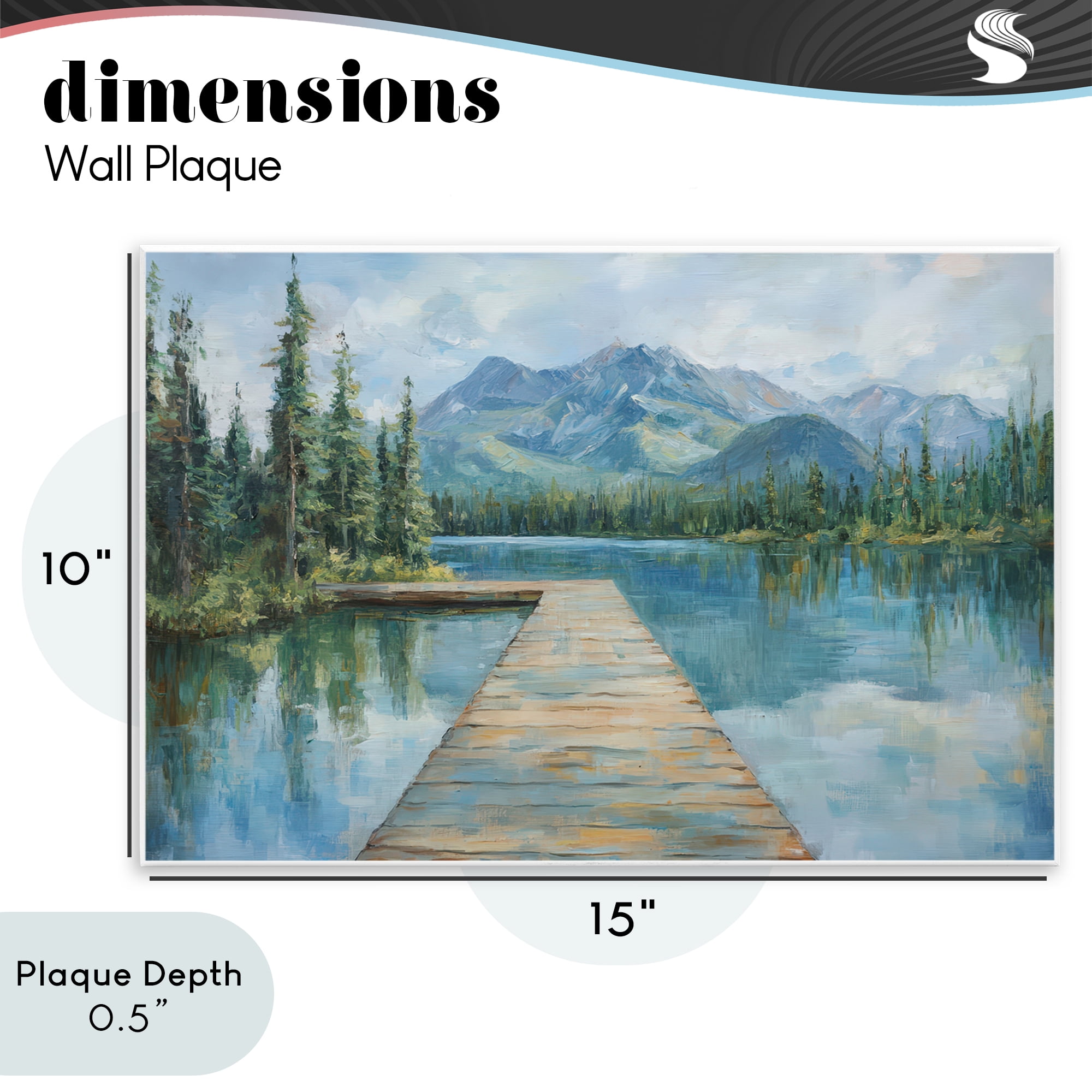 Stupell Industries Peaceful Lake Dock in the Mountains Wall Plaque Art, design by Petal Prints Design