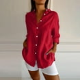 thumbnail image 2 of Women'S Clothing, Womens Shirts, Women’s Classic Textured Button-Up Shirt with Pleated Design for Summer Lightweight Roll-Up Sleeve Blouses Ideal for Casual and Wear, 2 of 7