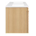 thumbnail image 3 of Wall Mount Double Sink Vanity Cabinet, White Oak, Wood, Mid Century Hotel Bedroom Bathroom, Modern Contemporary HB34082, 3 of 11