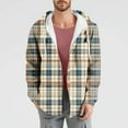 thumbnail image 2 of ZCFZJW Mens Plaid Button up Hoodie Shirts Casual Drawstring Long Sleeve Open Front Cardigan Outwear Coat Trendy Lightweight Thin Hooded Jacket Tops XL, 2 of 5