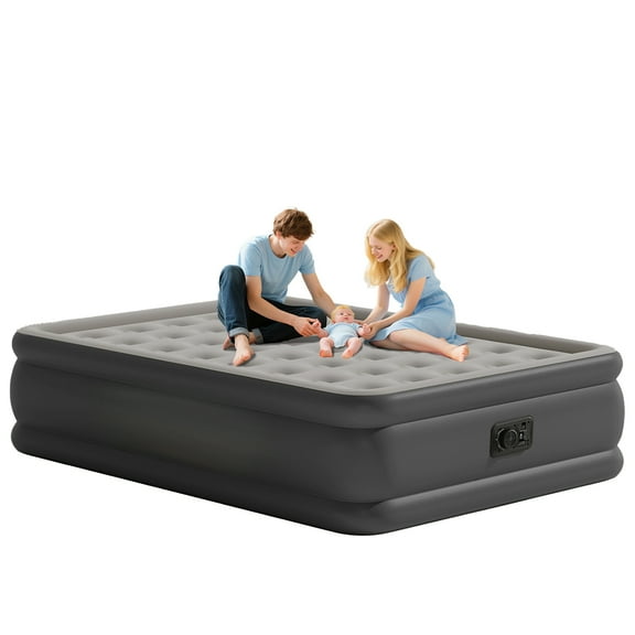 Full Air Mattress,Inflatable Mattress with Built in Pump,High Portable Air Bed,Blow Up Mattress for Home,Travel and Guest(Gray)