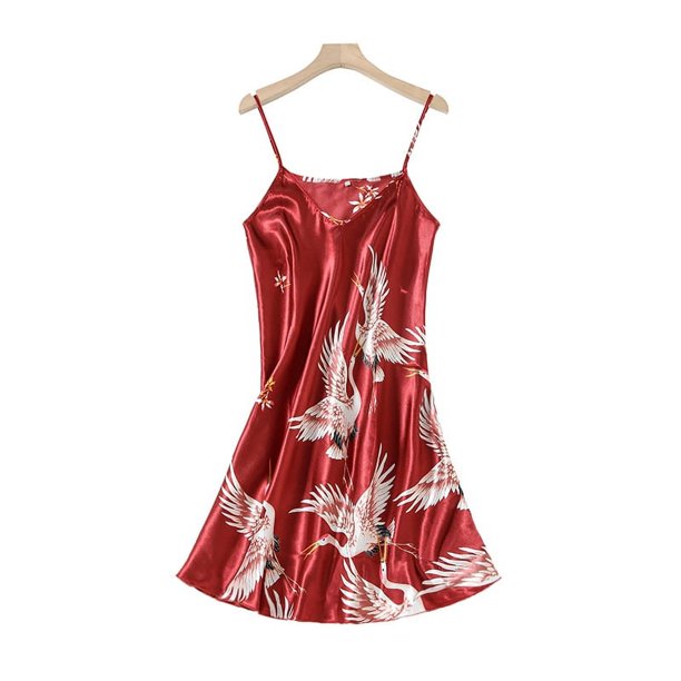 Camisón de seda de hielo de verano para mujer, pijama sexy de seda fina con tirantes, ropa de hogar de primavera y otoño
